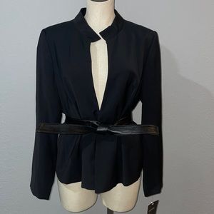 Lord & Taylor Women’s Vintage NWT Belted Blazer Jacker size 14 Black Minimalist